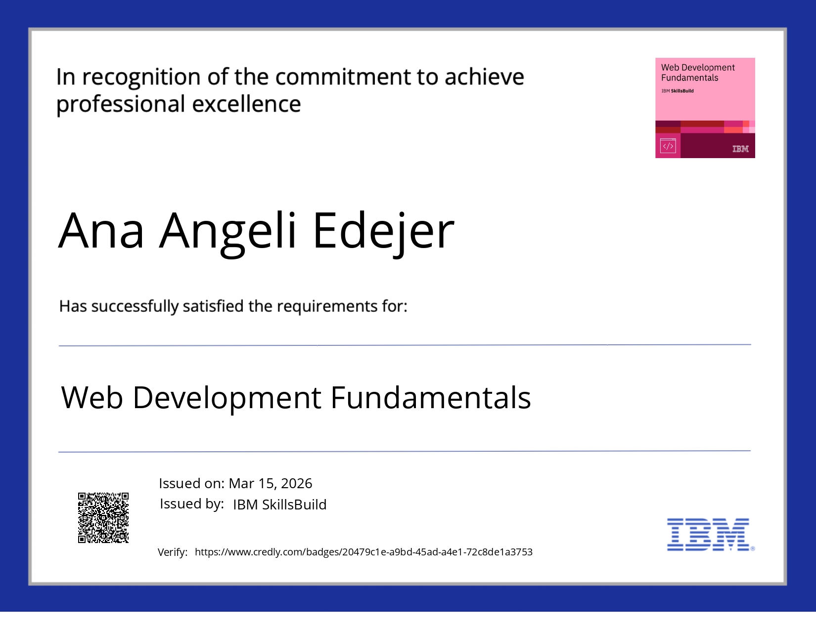 IBM Web Development Fundamentals Certificate